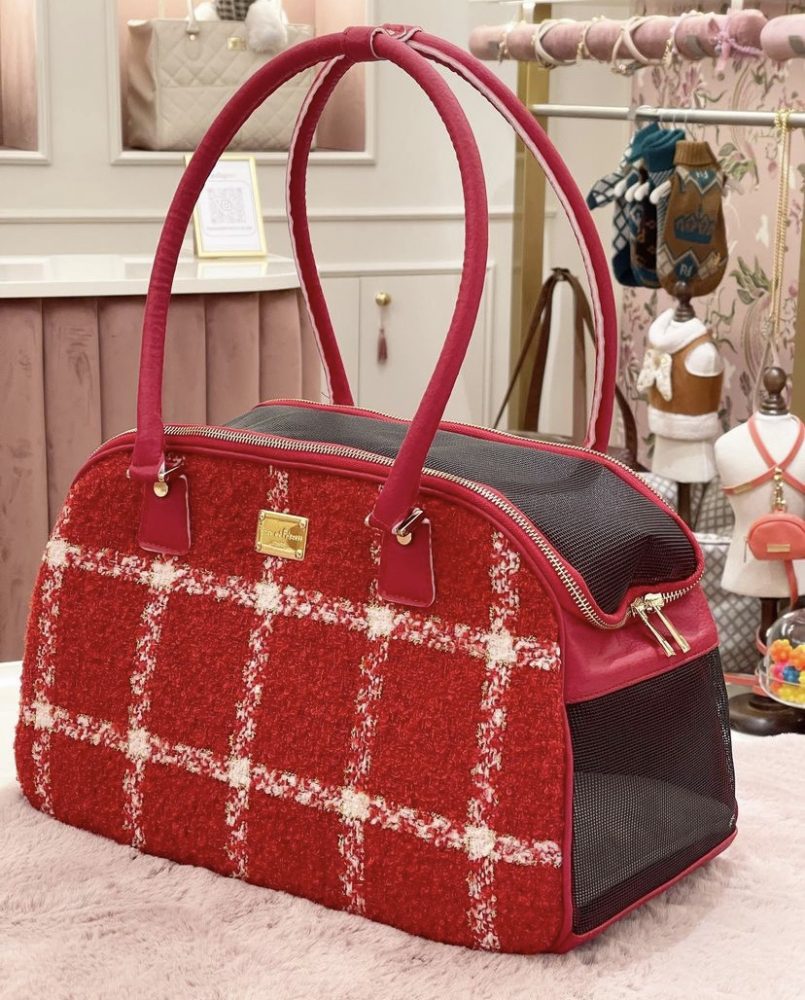 Designer Dog Travel Carrier - Red Plaid
