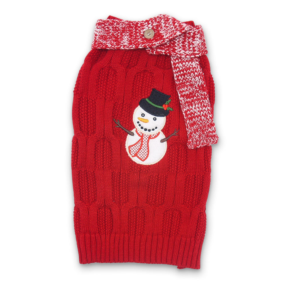 DOGO Snowman Scarf Dog Sweater