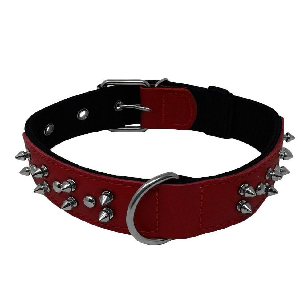 Dogline Leather with Nylon Spiked Dog Collar