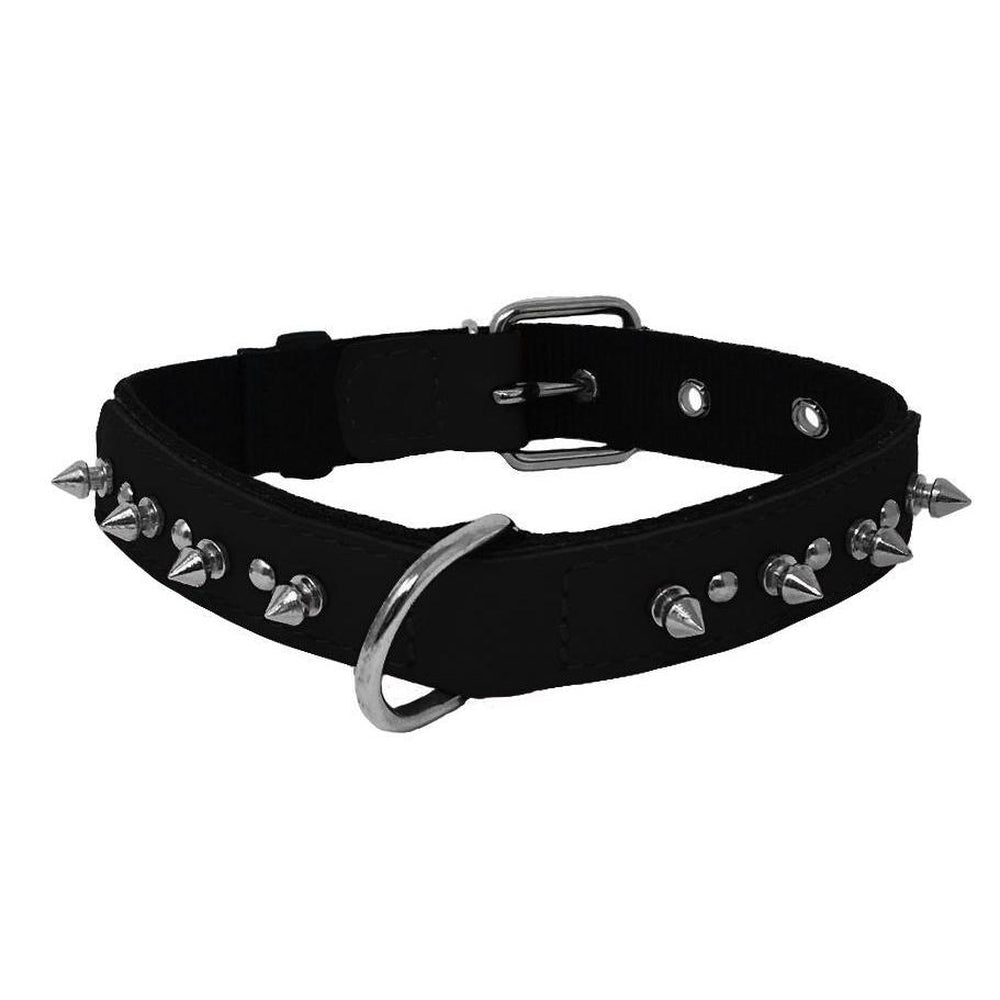 Dogline Leather with Nylon Spiked Dog Collar