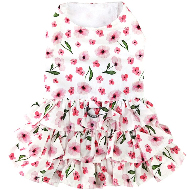 Spring Wildflower Dog Dress with Matching Leash