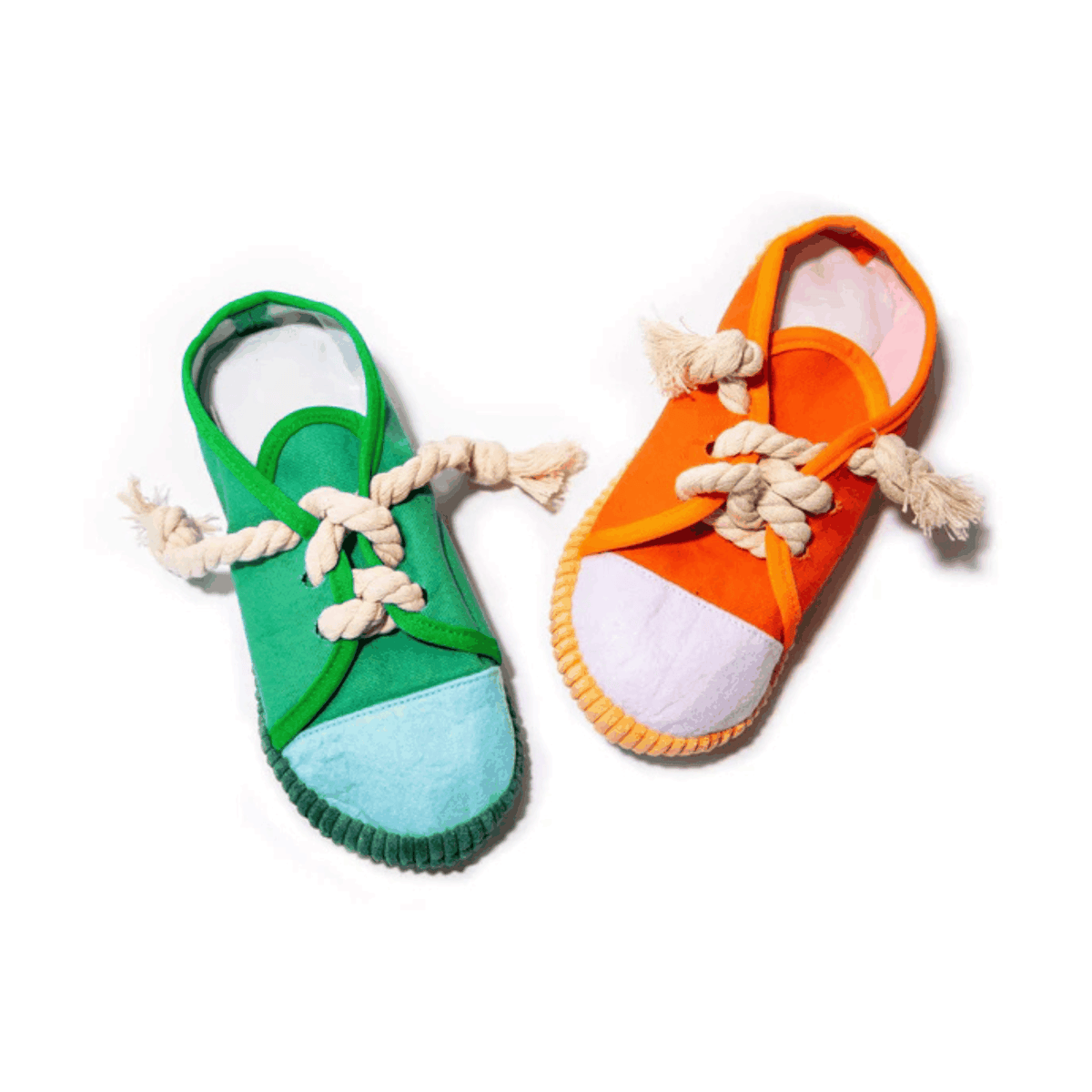 Glow Pups: Lace-Up Fabric Squeaky Dog Toys - 2 Pack