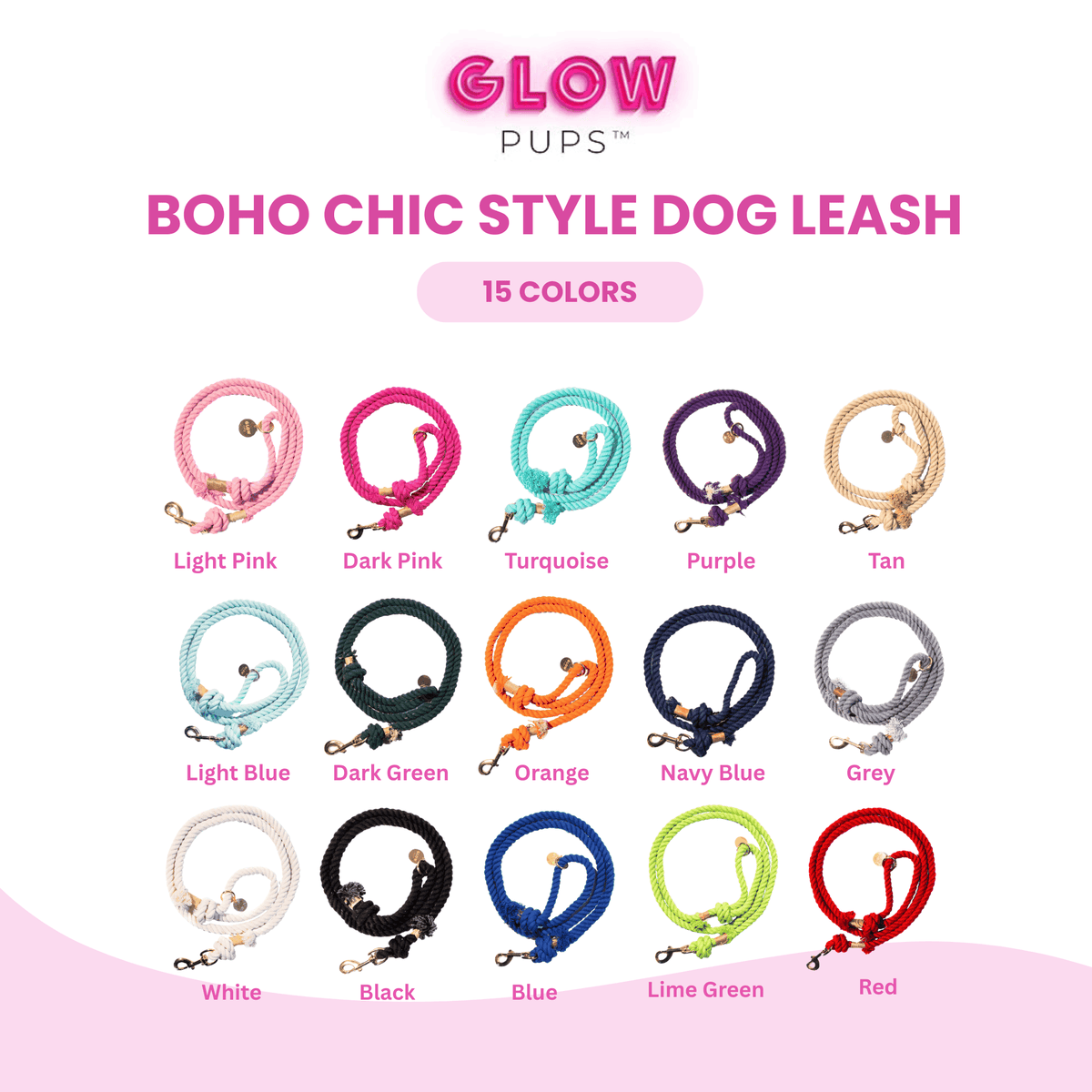 Glow Pups: Purple Boho Chic Cotton Rope Dog Leash