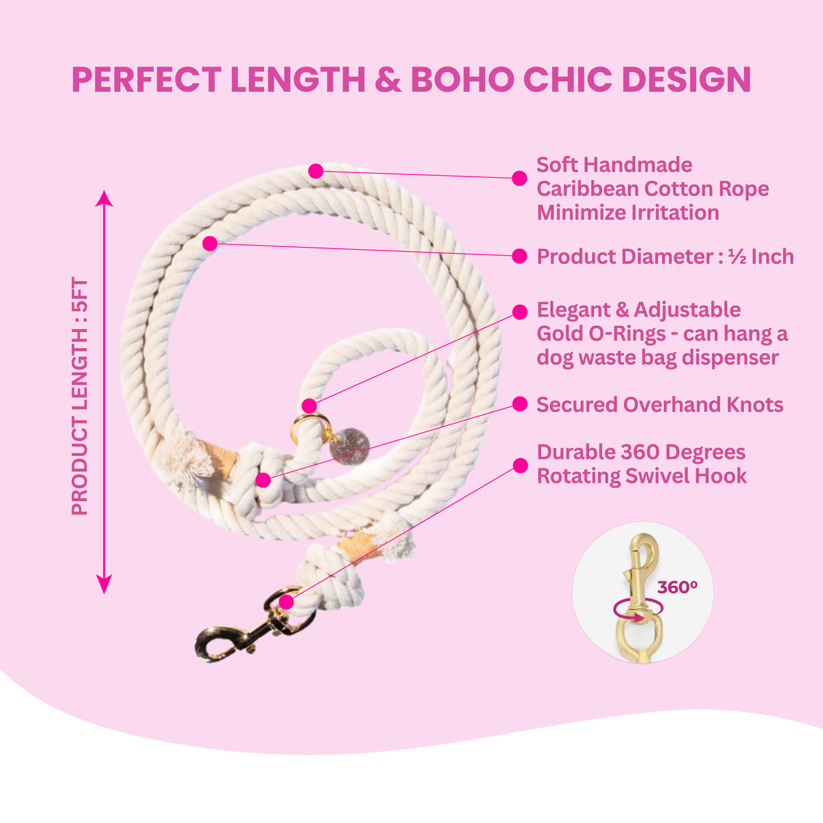 Glow Pups: Coastal Chic Cotton Rope Dog Leash