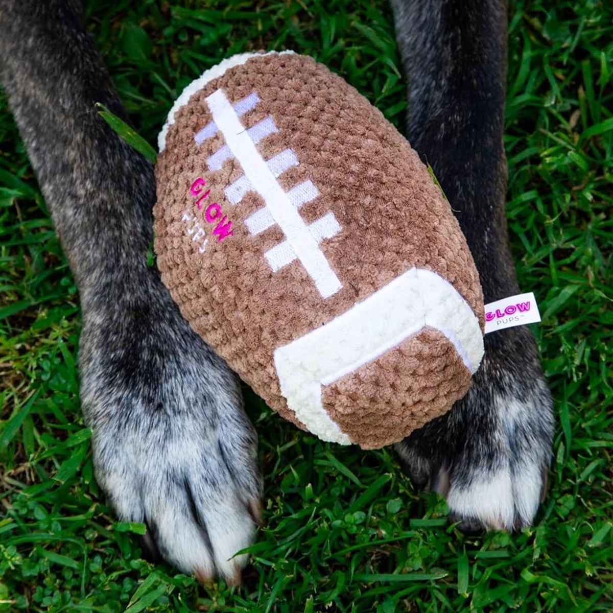 Glow Pups: Football Squeaky Plush Dog Toy