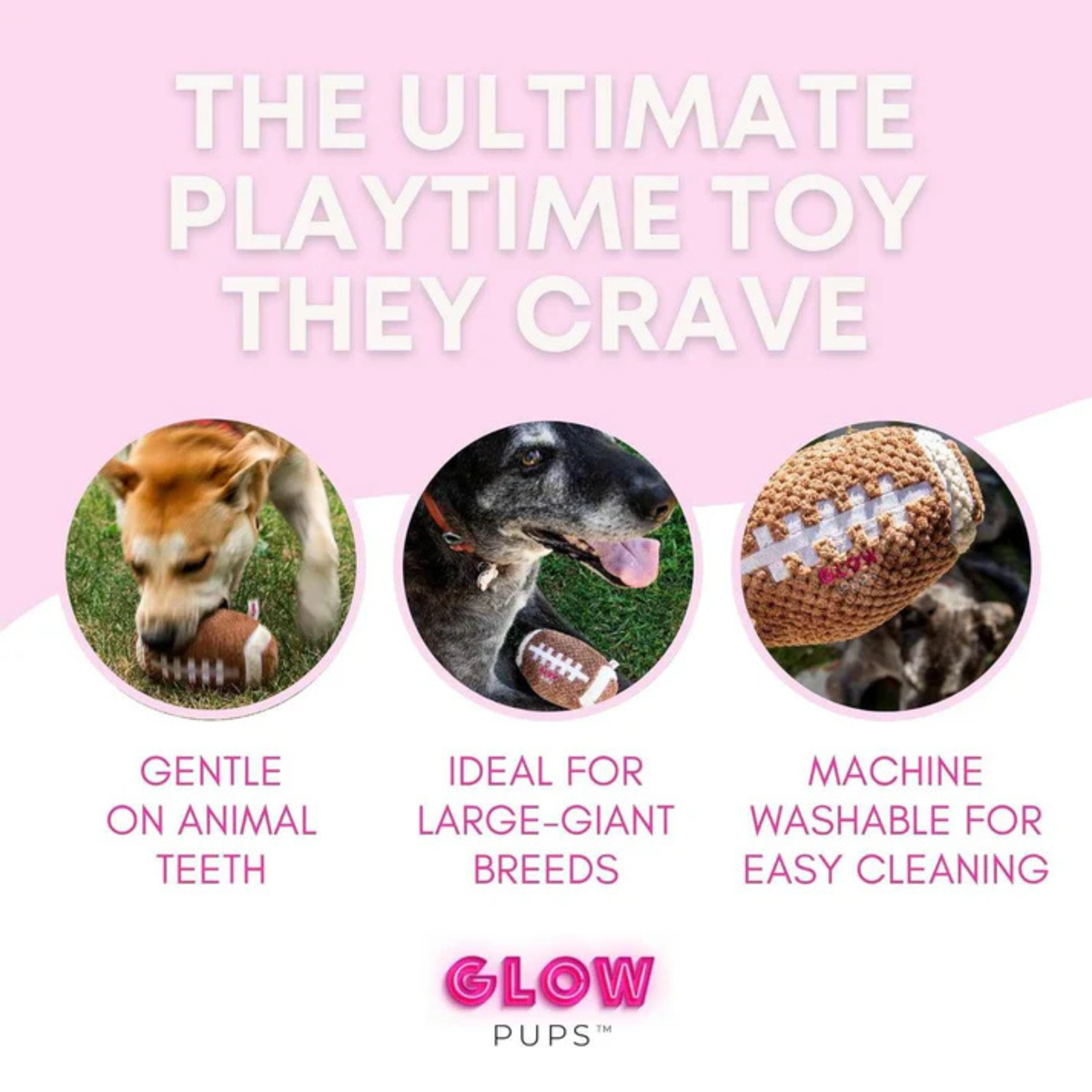 Glow Pups: Football Squeaky Plush Dog Toy
