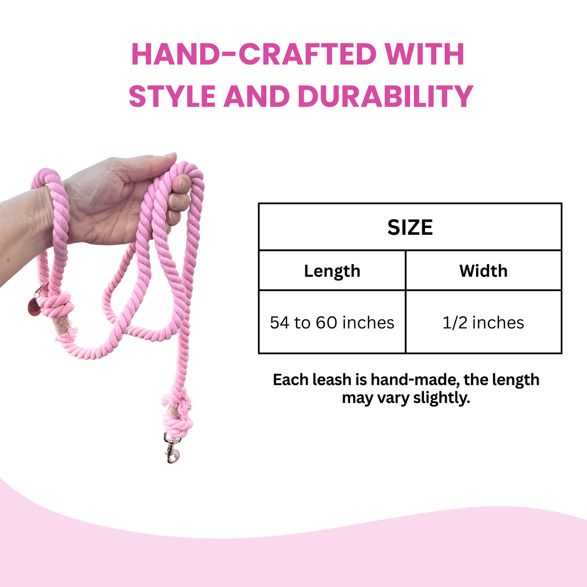 Glow Pups: Light Pink Boho Chic Cotton Rope Dog Leash