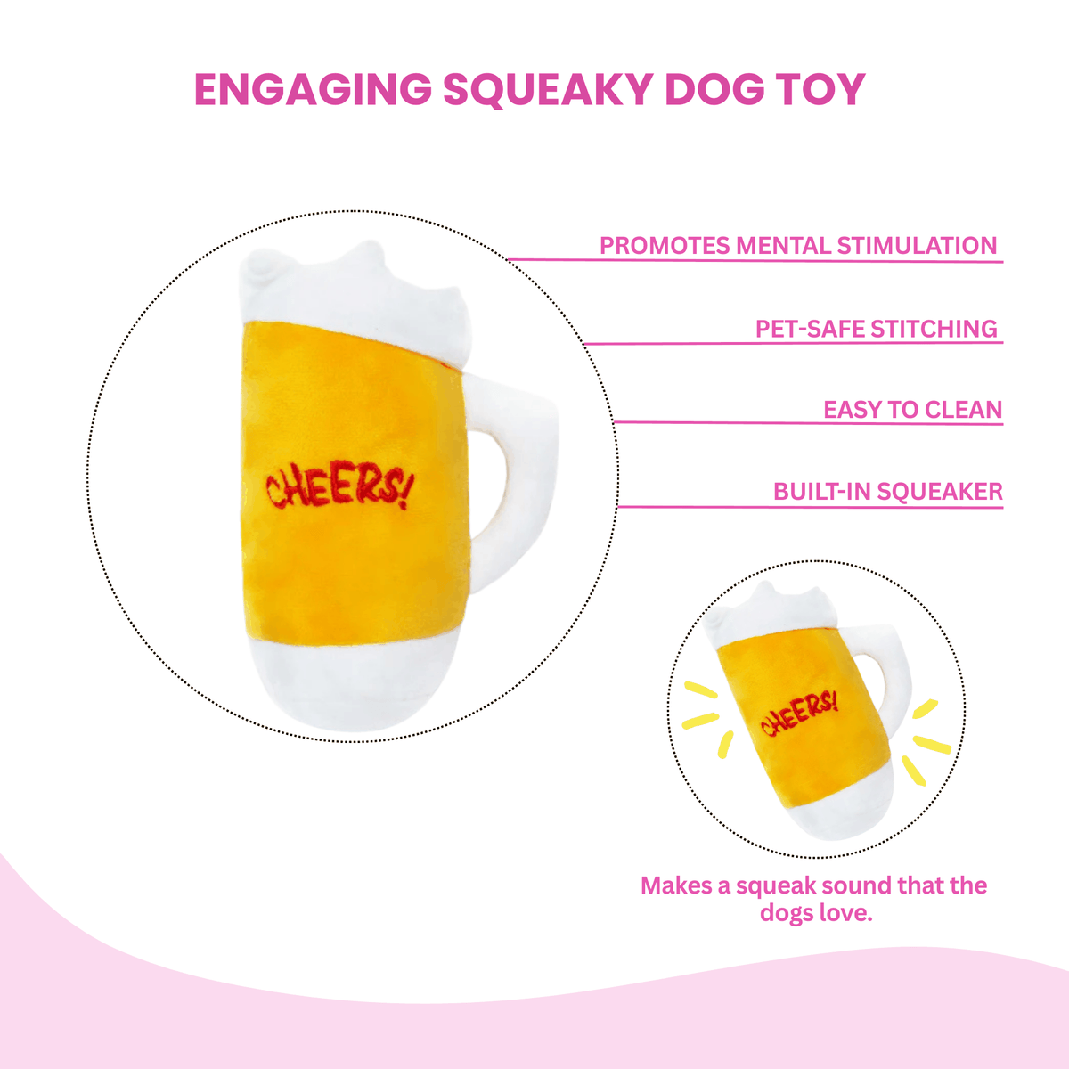 Glow Pups: Beer Glass Plush Dog Toy