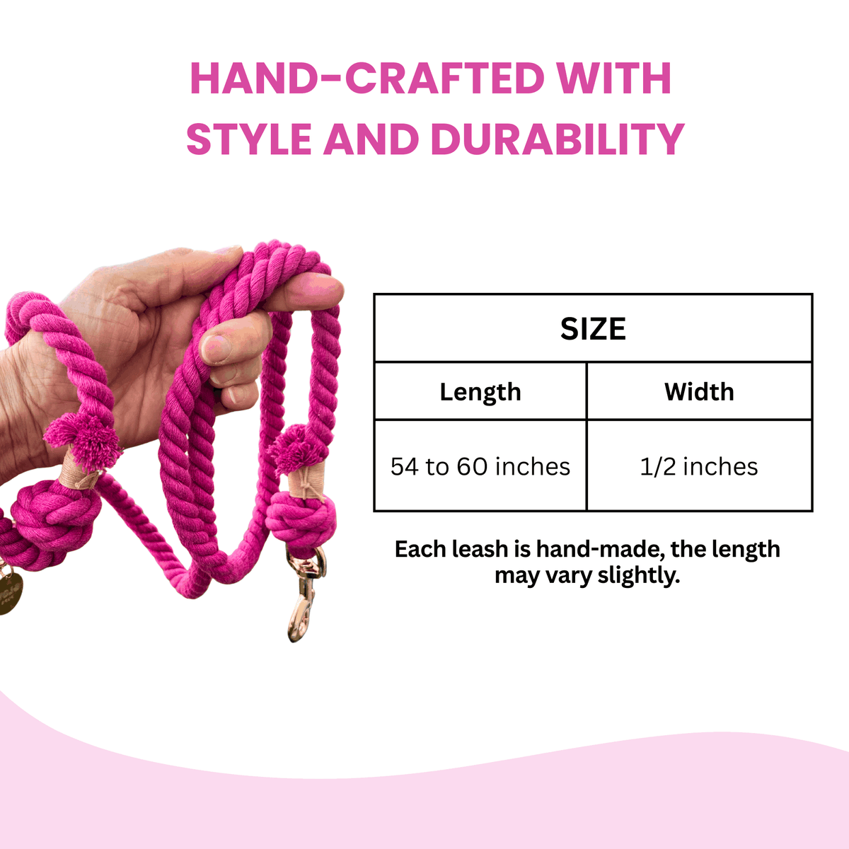 Glow Pups: Bright Pink Boho Chic Cotton Rope Dog Leash