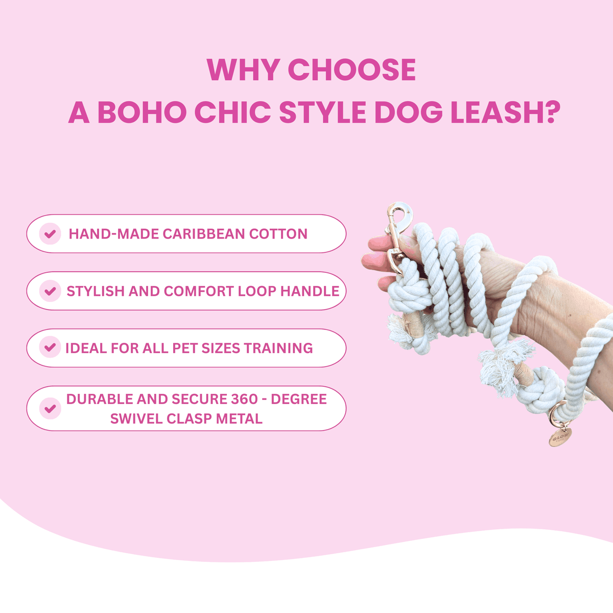 Glow Pups: Coastal Chic Cotton Rope Dog Leash