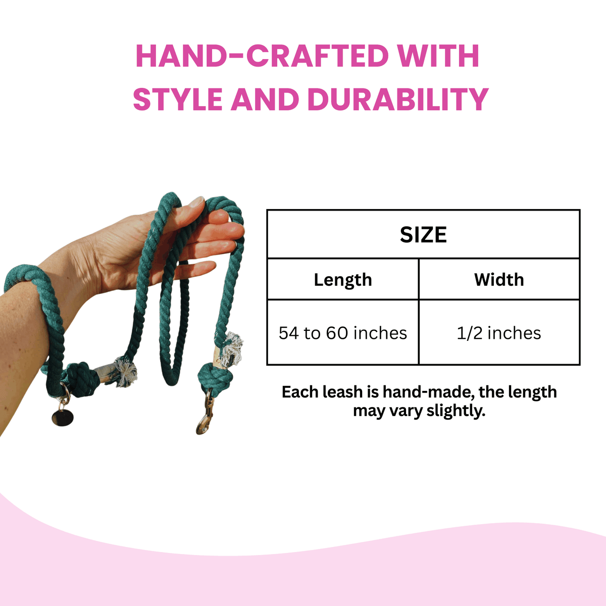 Glow Pups: Dark Green Boho Chic Cotton Rope Dog Leash