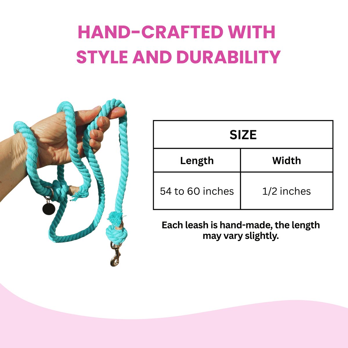 Glow Pups: Turquoise Boho Chic Cotton Rope Dog Leash