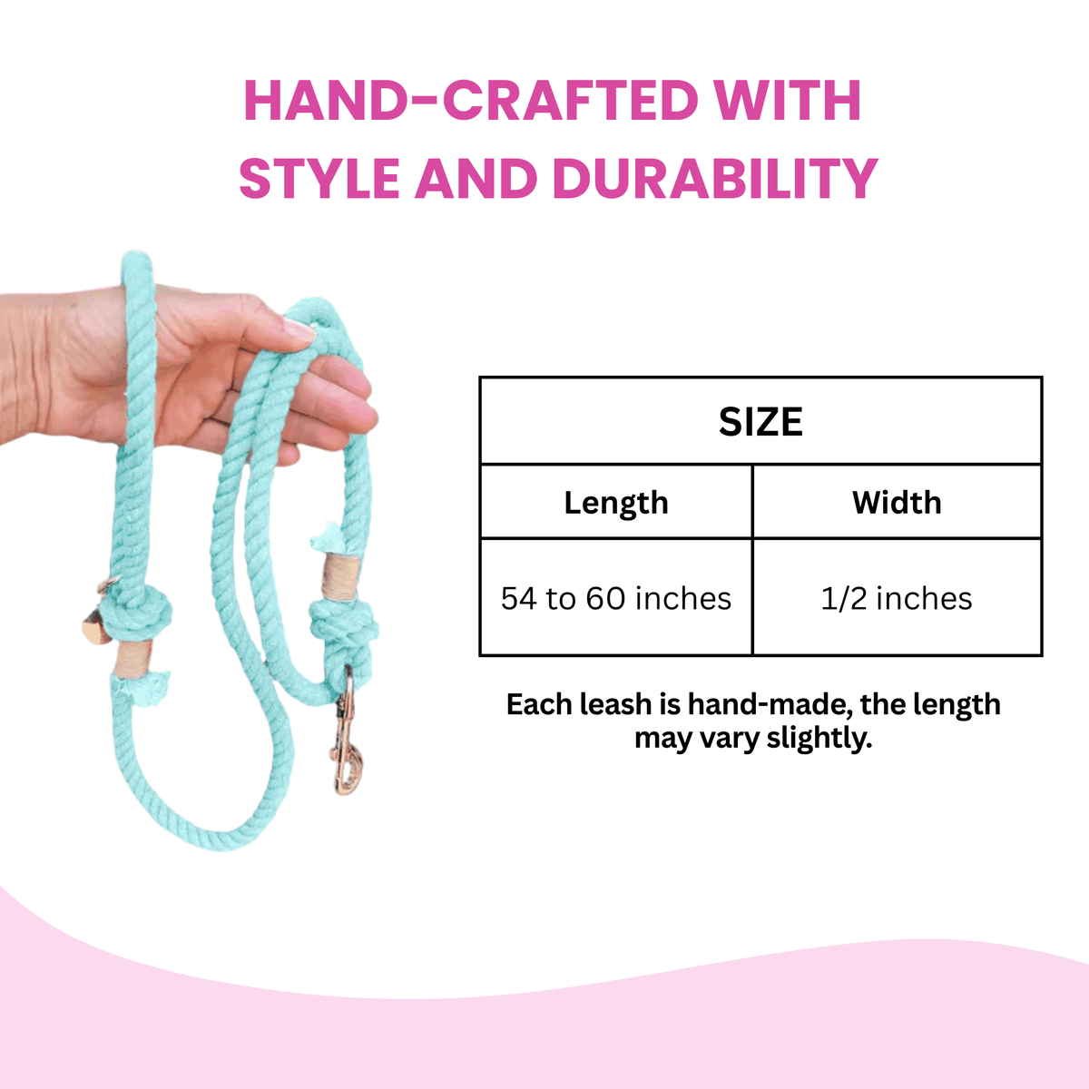 Glow Pups: Light Blue Boho Chic Cotton Rope Dog Leash
