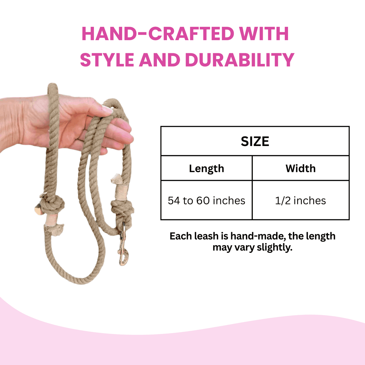 Glow Pups: Neutral Boho Chic Cotton Rope Dog Leash