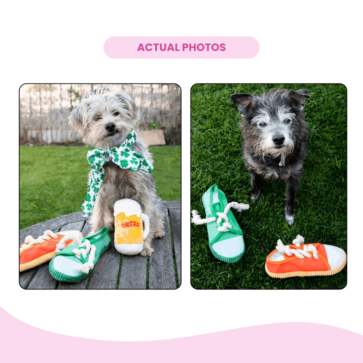 Glow Pups: Lace-Up Fabric Squeaky Dog Toys - 2 Pack