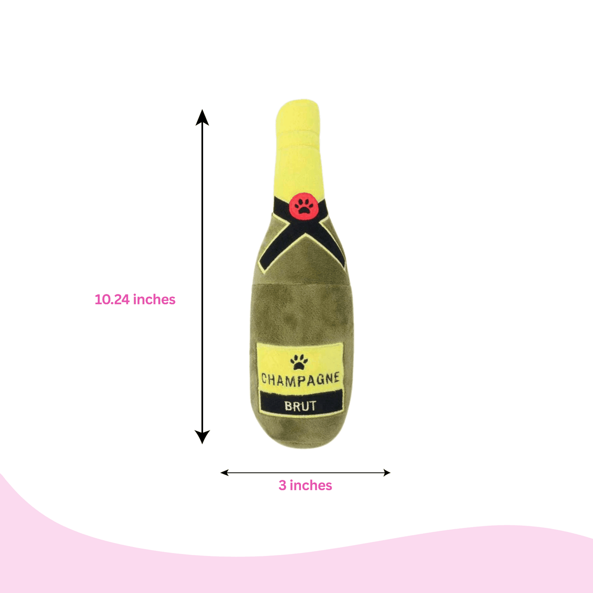 Glow Pups: Champagne Bottle Squeaky Plush Dog Toy