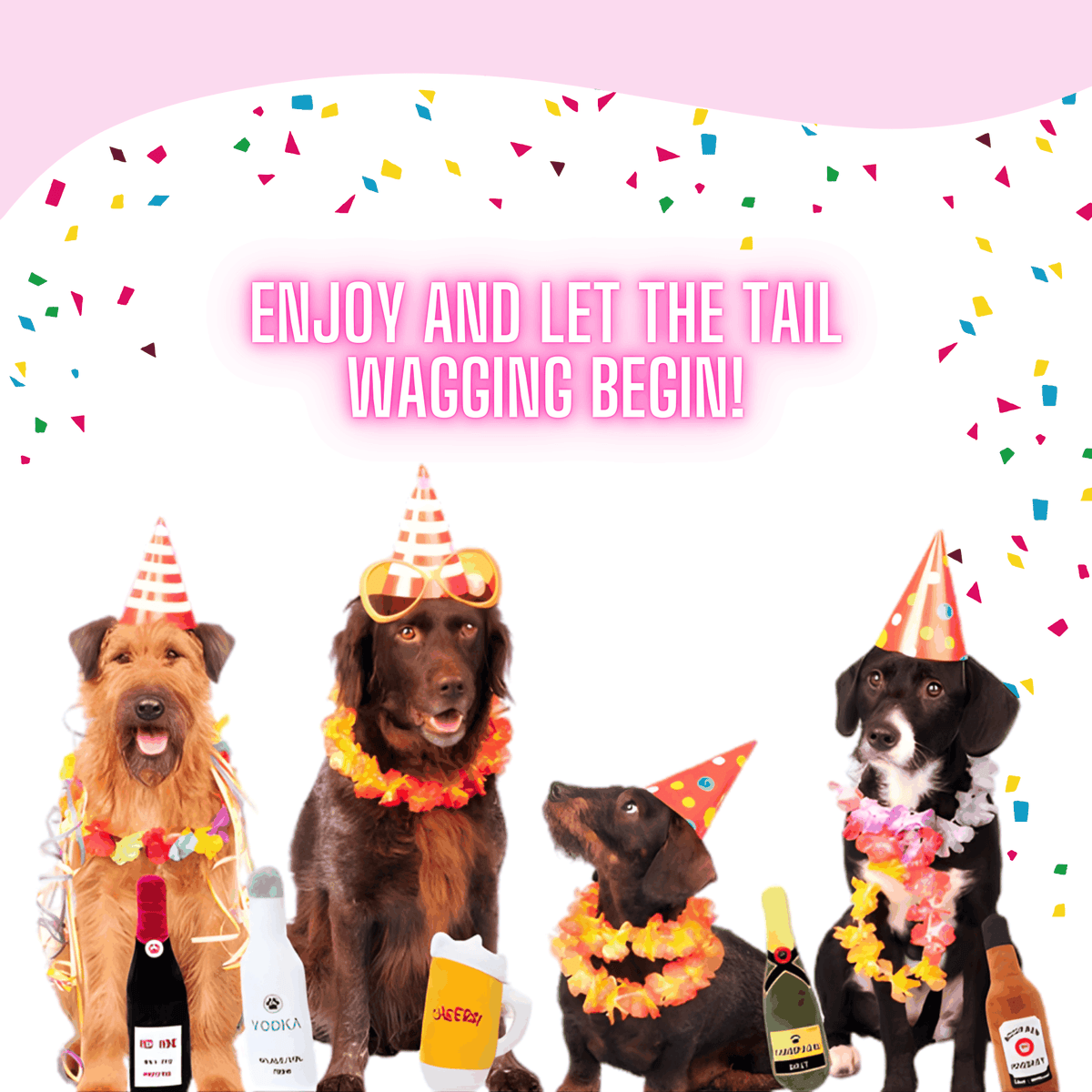 Glow Pups: Sparkling Rose Wine Squeaky Plush Dog Toy