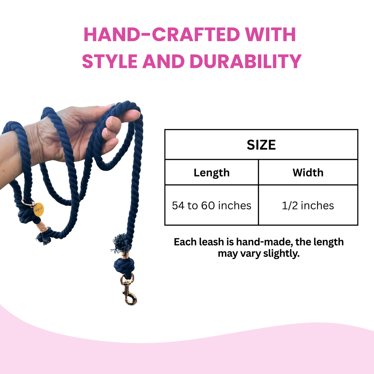Glow Pups: Navy Blue Boho Chic Cotton Rope Dog Leash