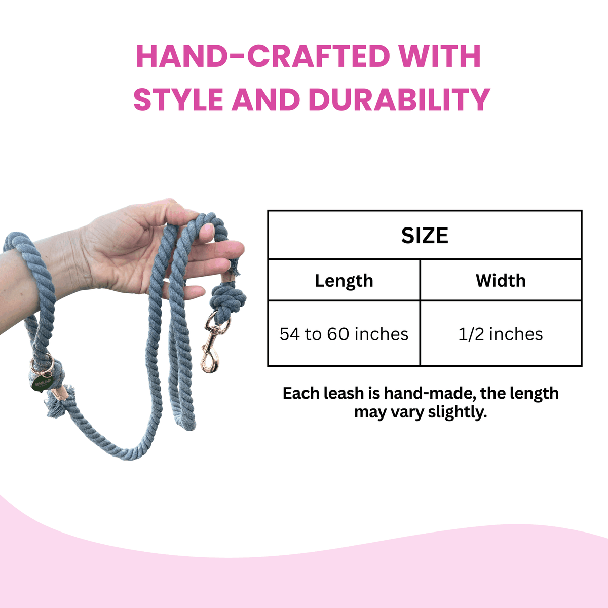 Glow Pups: Grey Boho Chic Cotton Rope Dog Leash