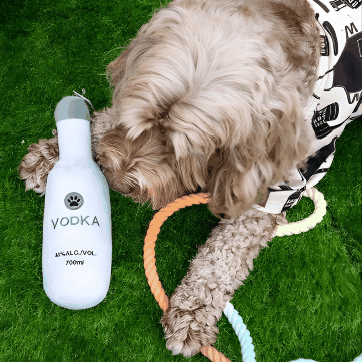 Glow Pups: Pawty Pups Vodka Squeaky Plush Dog Toy