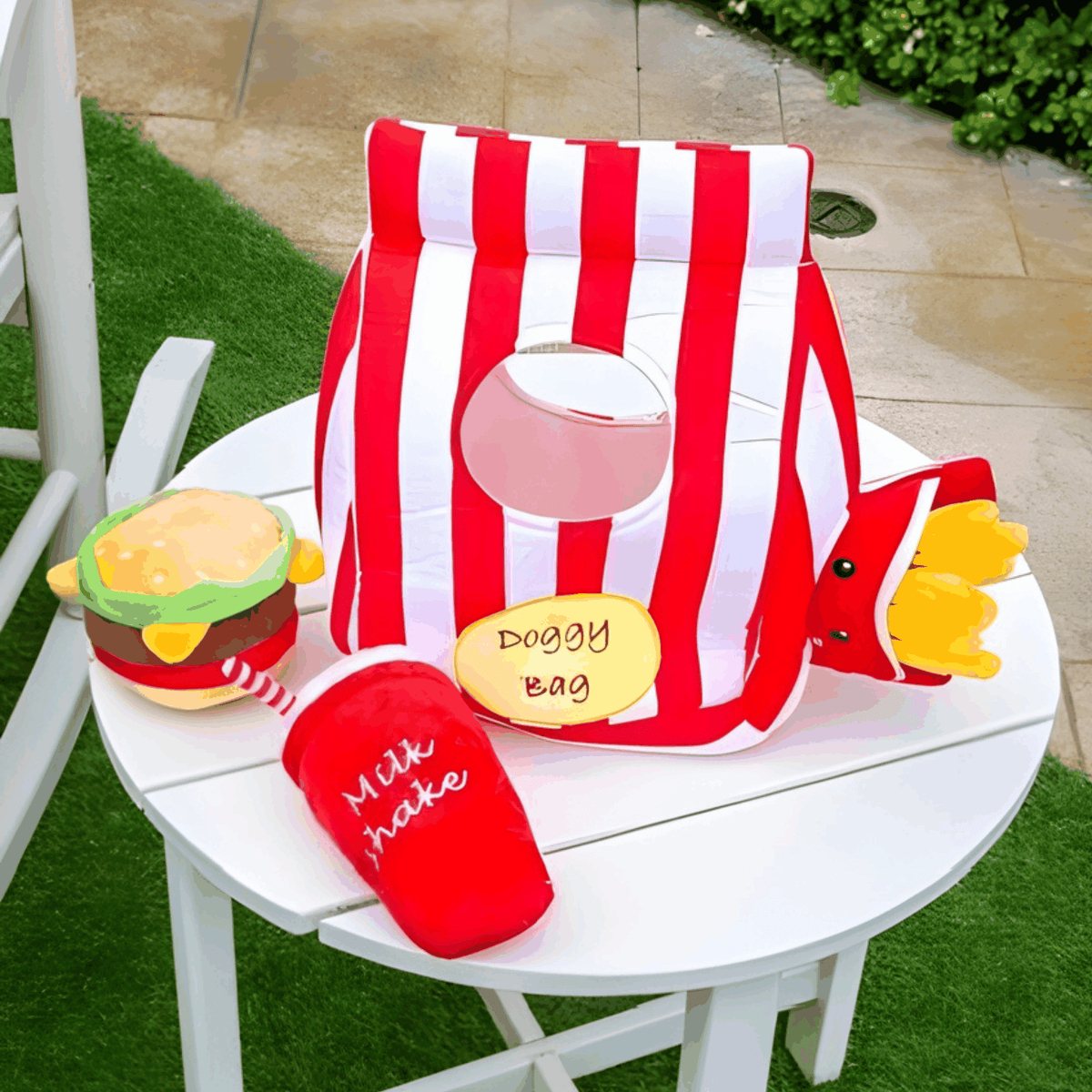 Glow Pups: Doggy Bag Fast Food Squeaky Plush Dog Toy Set
