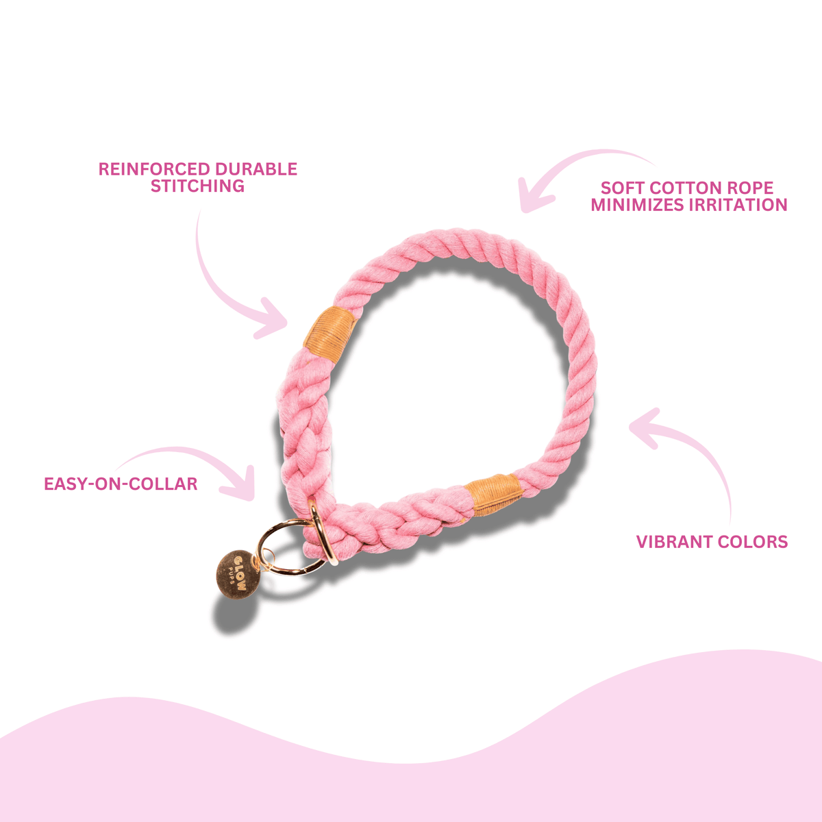 Glow Pups: Light Pink Stylish Rope Slip Dog Collar