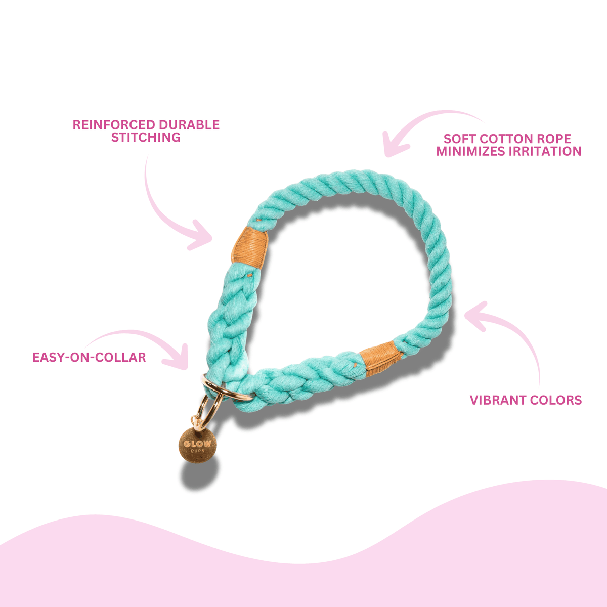 Glow Pups: Turquoise Stylish Rope Slip Dog Collar