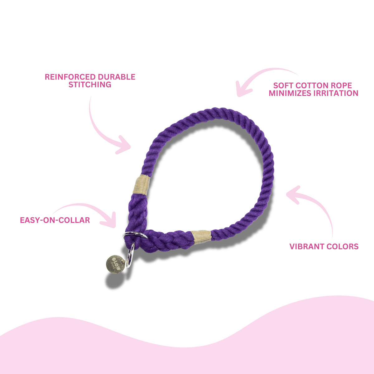 Glow Pups: Purple Stylish Rope Slip Dog Collar