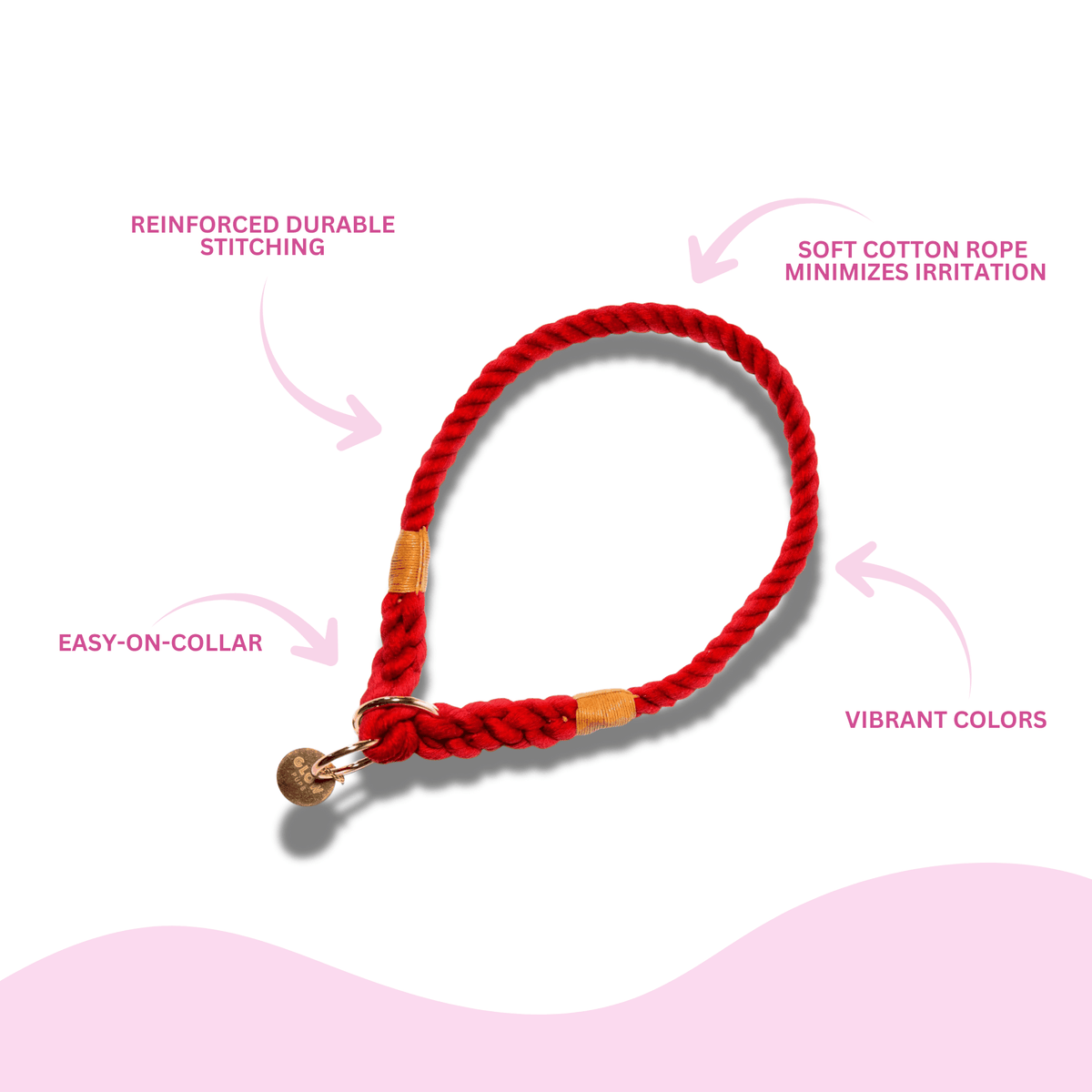 Glow Pups: Red Stylish Rope Slip Dog Collar