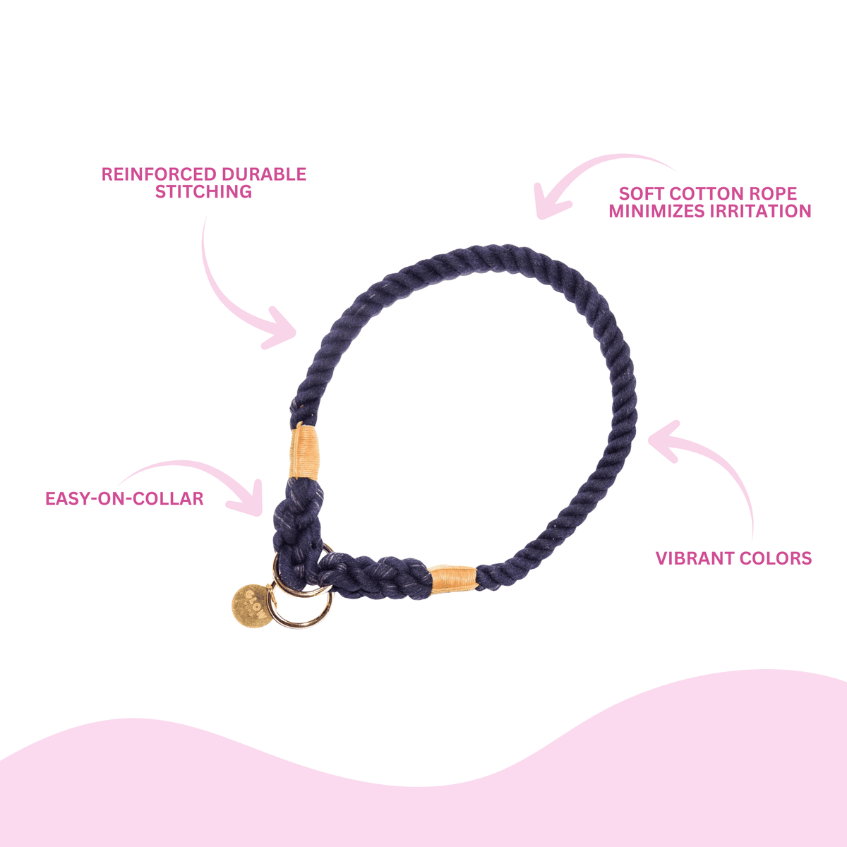 Glow Pups: Navy Blue Stylish Rope Slip Dog Collar