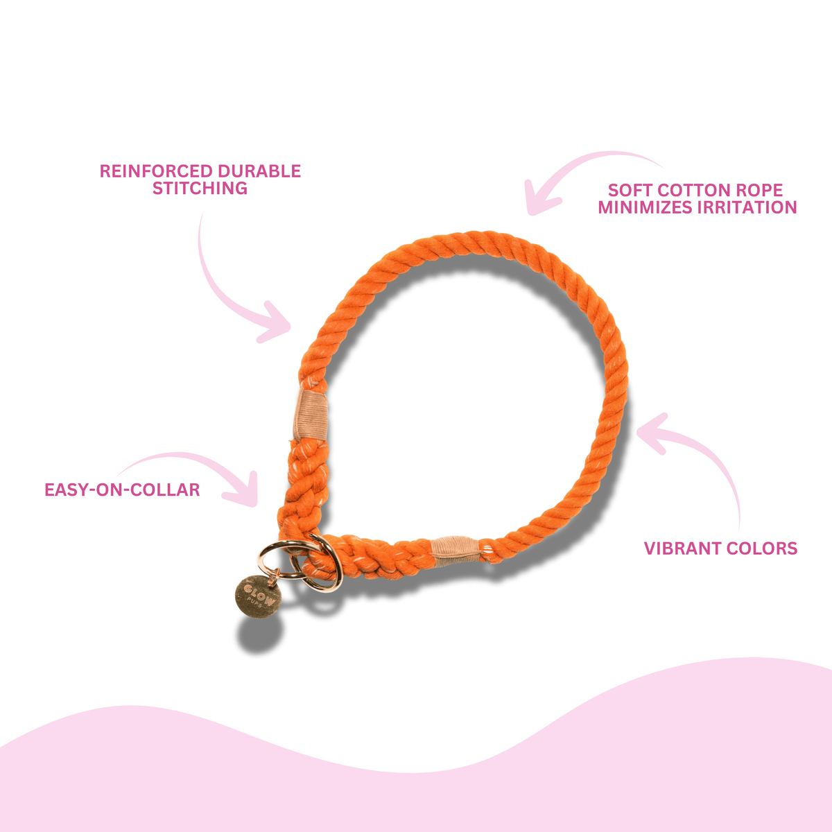 Glow Pups: Orange Stylish Rope Slip Dog Collar