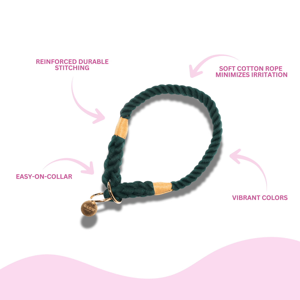 Glow Pups: Dark Green Stylish Rope Slip Dog Collar