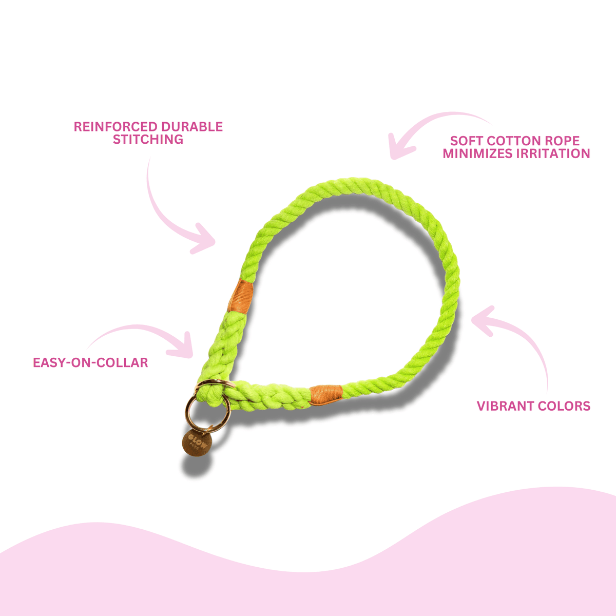 Glow Pups: Lime Green Stylish Rope Slip Dog Collar