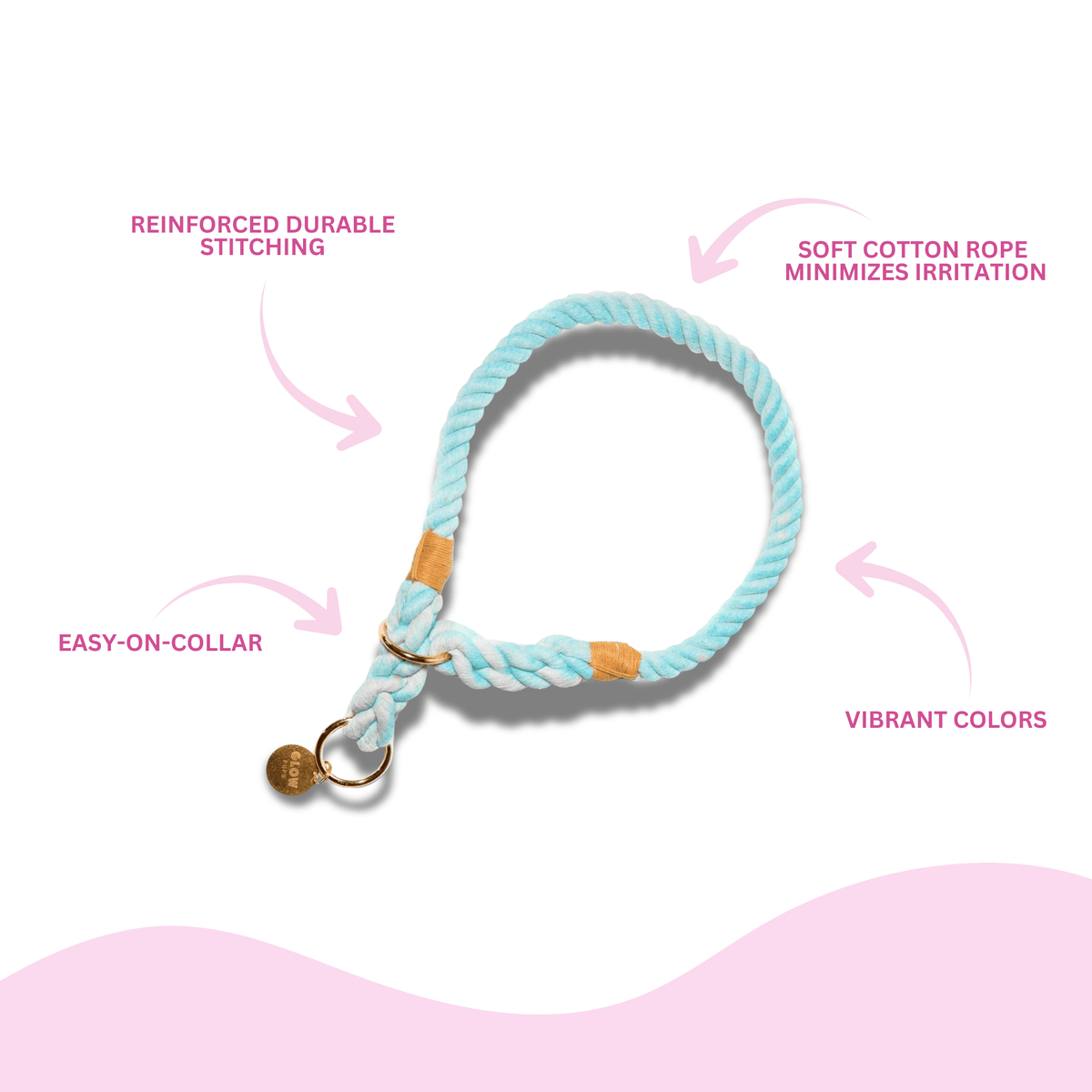 Glow Pups: Light Blue Stylish Rope Slip Dog Collar