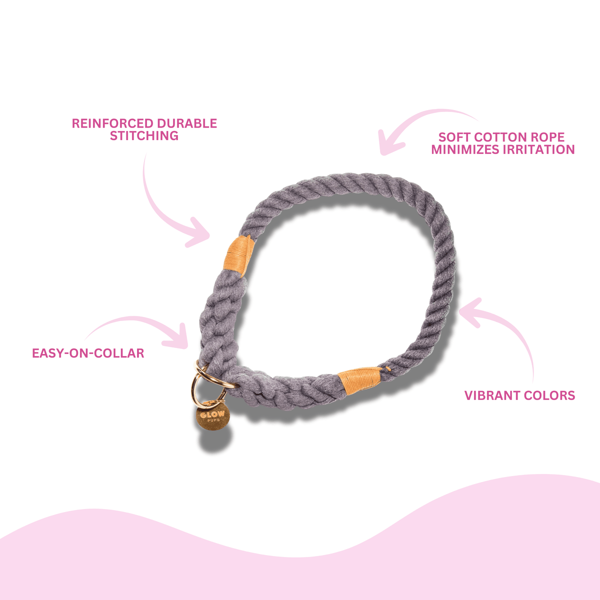 Glow Pups: Grey Stylish Rope Slip Dog Collar