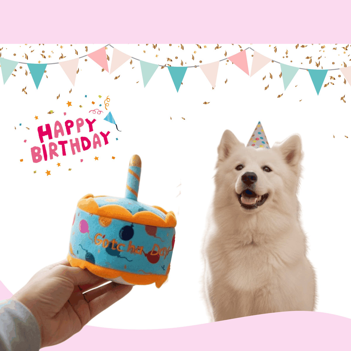 Glow Pups: Gotcha Day Squeaky Plush Dog Toy