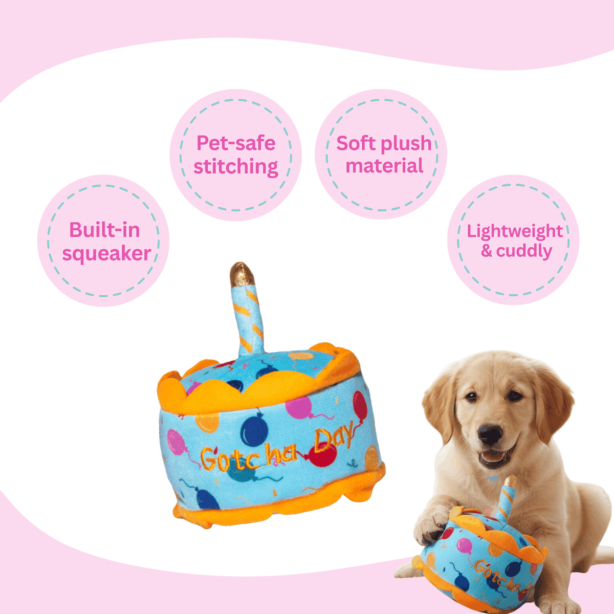 Glow Pups: Gotcha Day Squeaky Plush Dog Toy