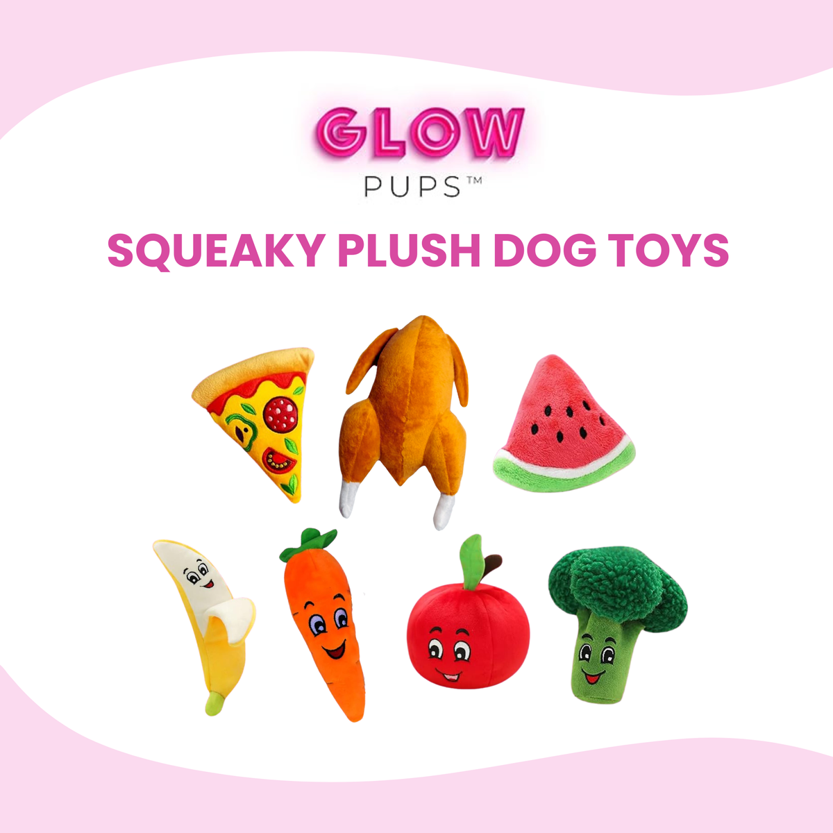 Glow Pups: Tomato Squeaky Plush Dog Toy