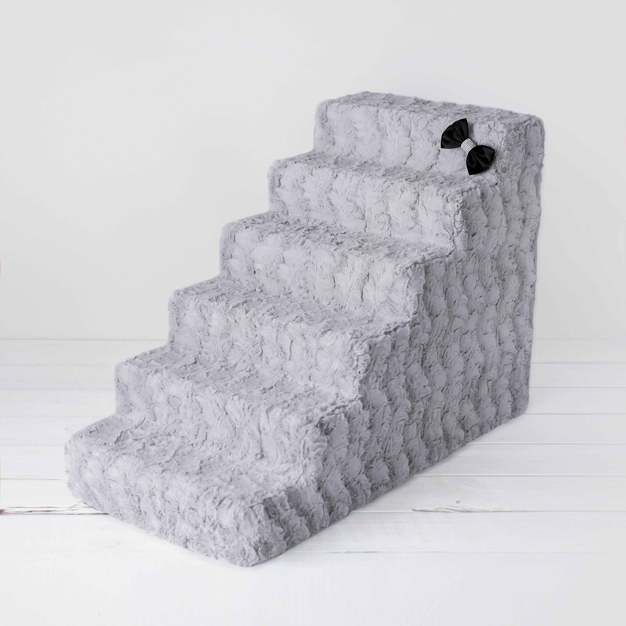 Hello Doggie Luxury Satin Silk Crystal Classic Ivory Pet Stairs