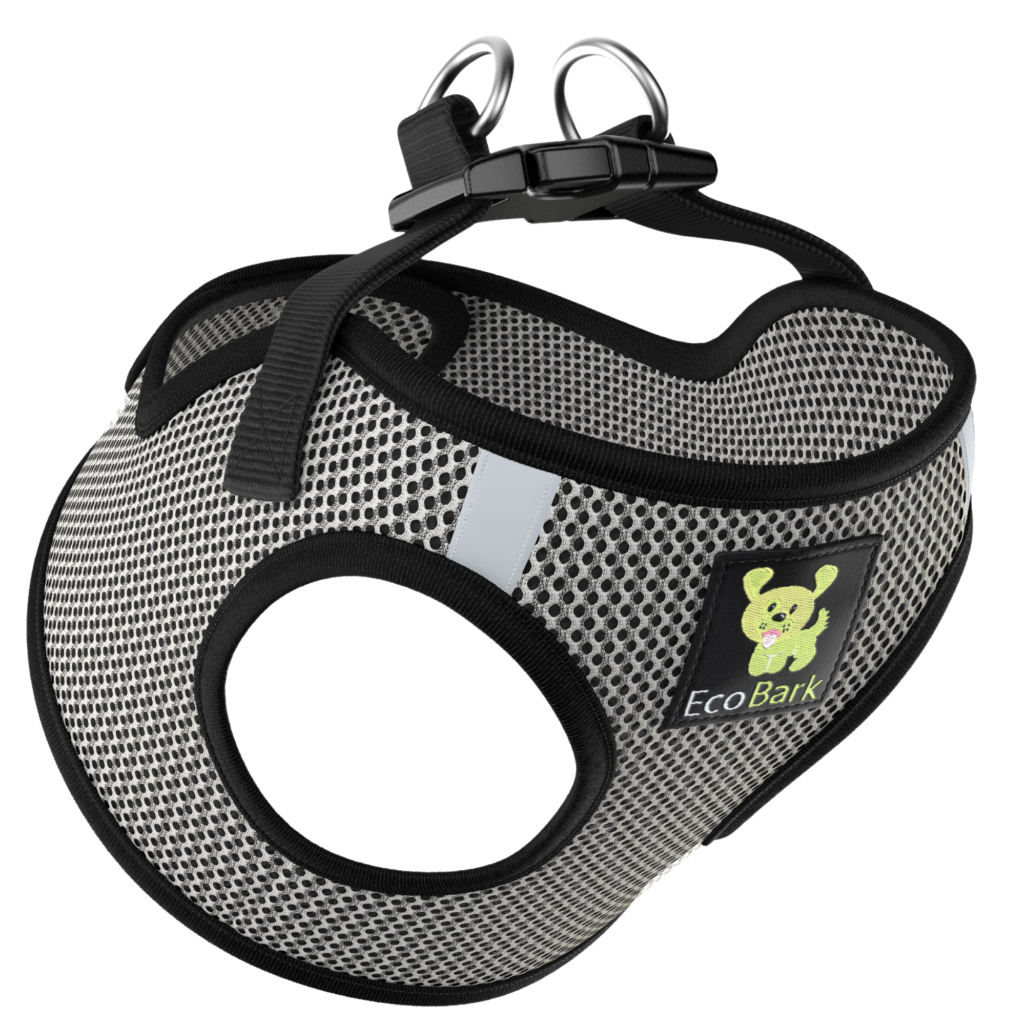 EcoBark Step In Dog Harness - Teacup & Small Breeds- Reflective Soft Mesh Harness for Teacup, Small Dogs and Puppies / Steel Gray