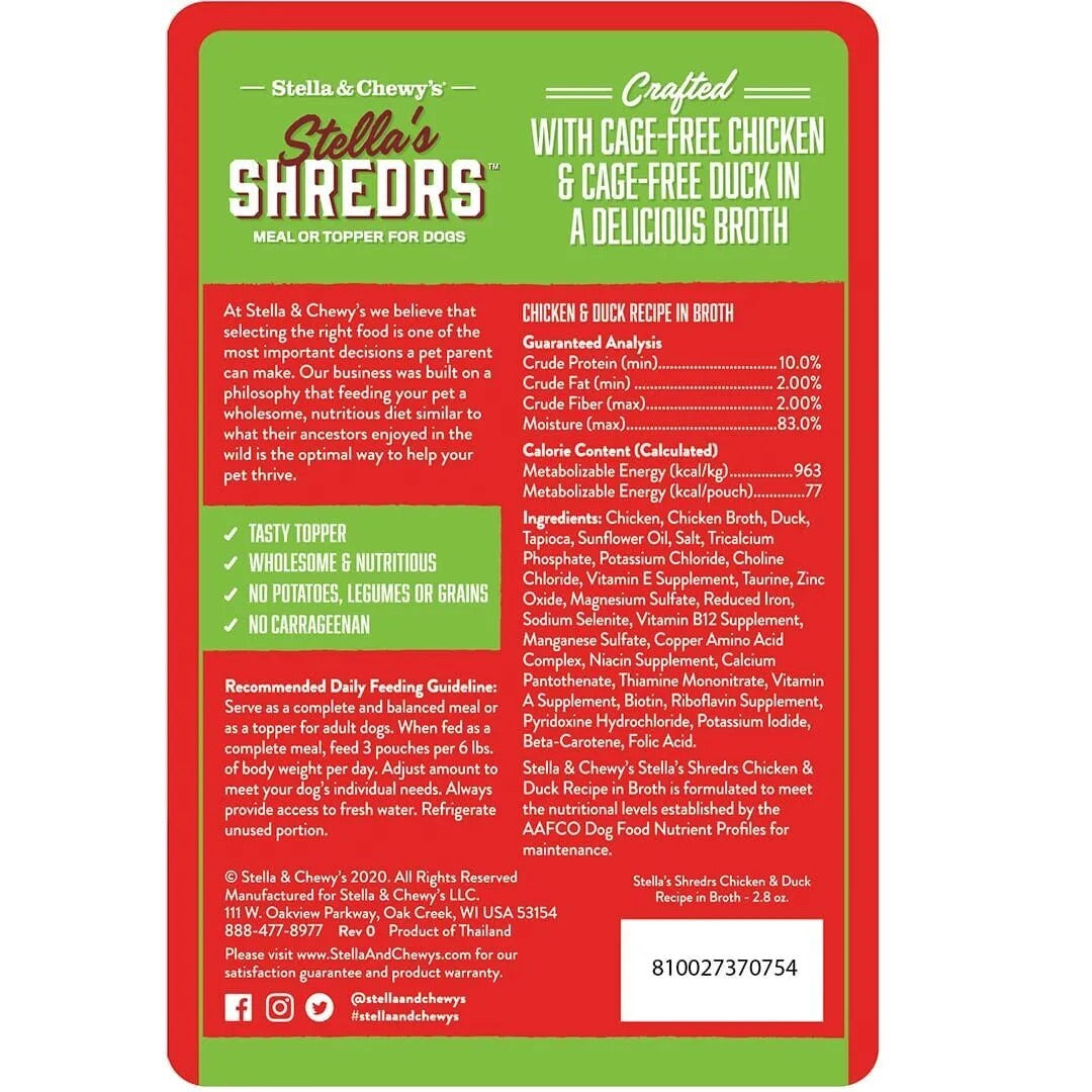 Stella & Chewys Chicken & Duck Shredrs Dog Food (2.8oz)