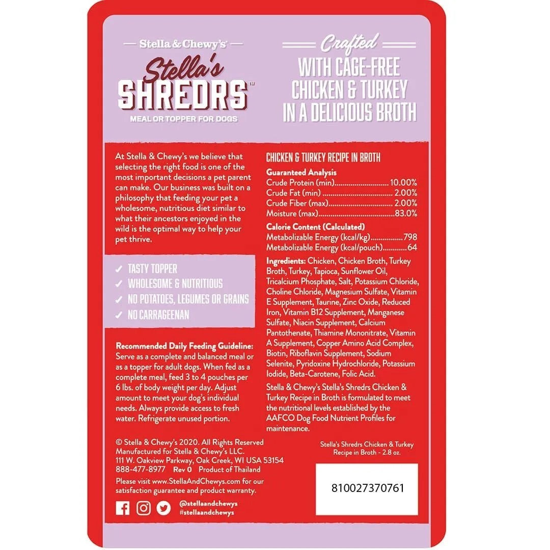 Stella & Chewys Shredrs Chicken & Turkey Dog Food (2.8oz)
