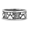 Wide Band Paw Print Ring, Sterling Silver Never Ending Paw Ring