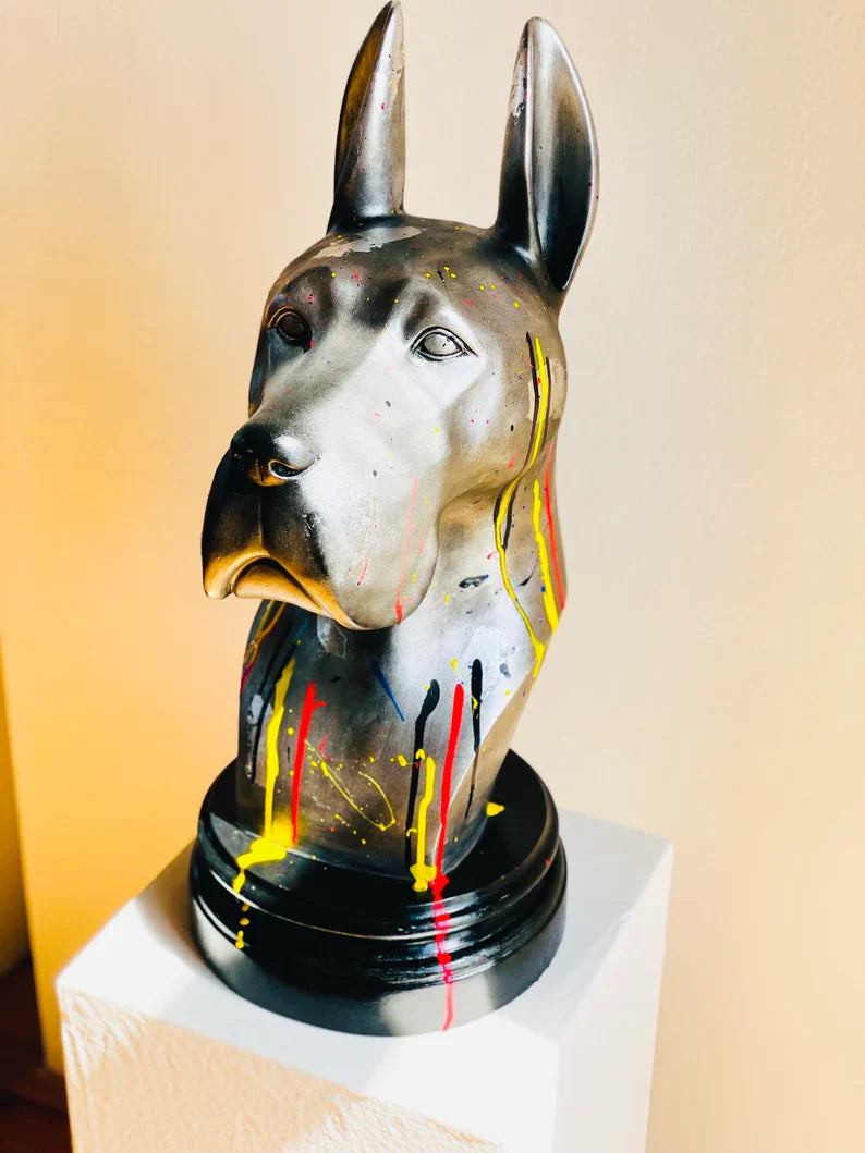 Street Art Silver Great Dane Statue