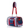 Striped Pet Carrier Bag Canvas Travel Tote with Breathable Mesh