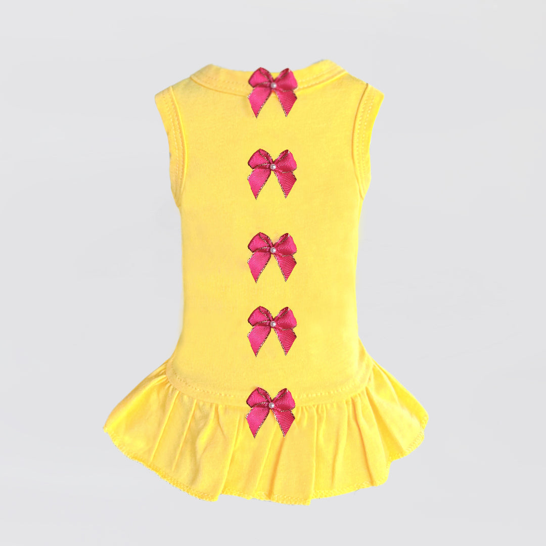 Hello Doggie Summer Dreams Faux Fur Cotton Orange Dog Dress