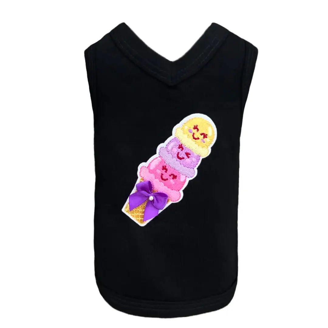 Hello Doggie Sweet Savory Faux Fur Satin Sleeveless Dog Shirt