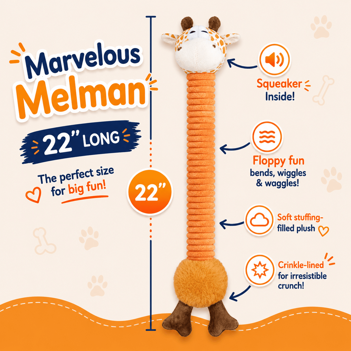 Dogline 22-Inch Long Plush Dog Toy