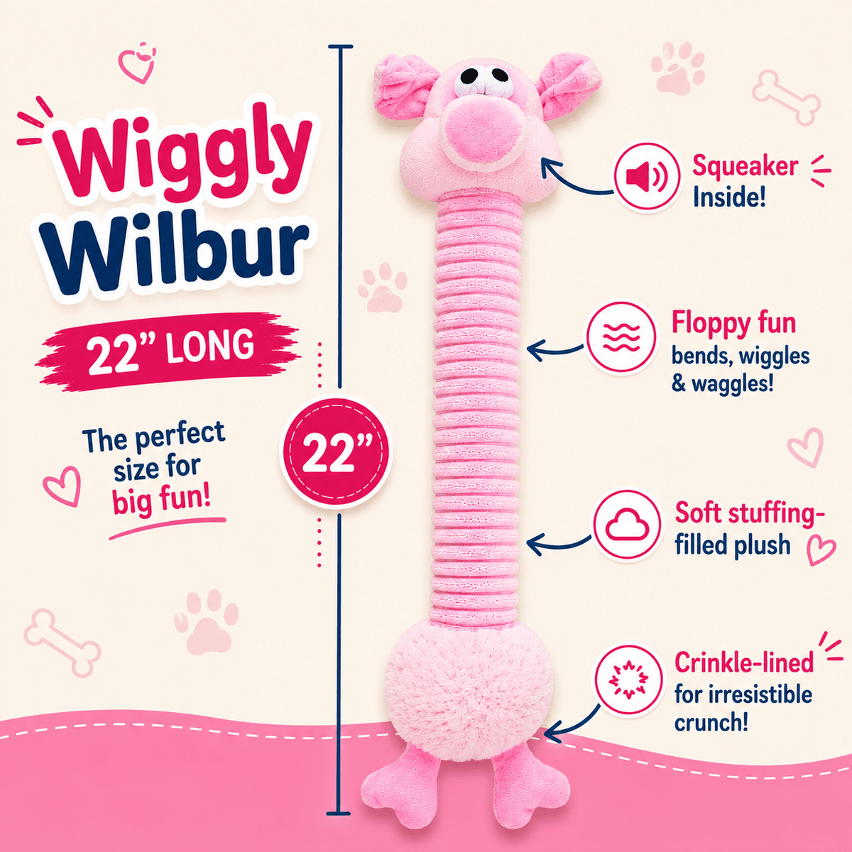 Dogline 22-Inch Long Plush Dog Toy