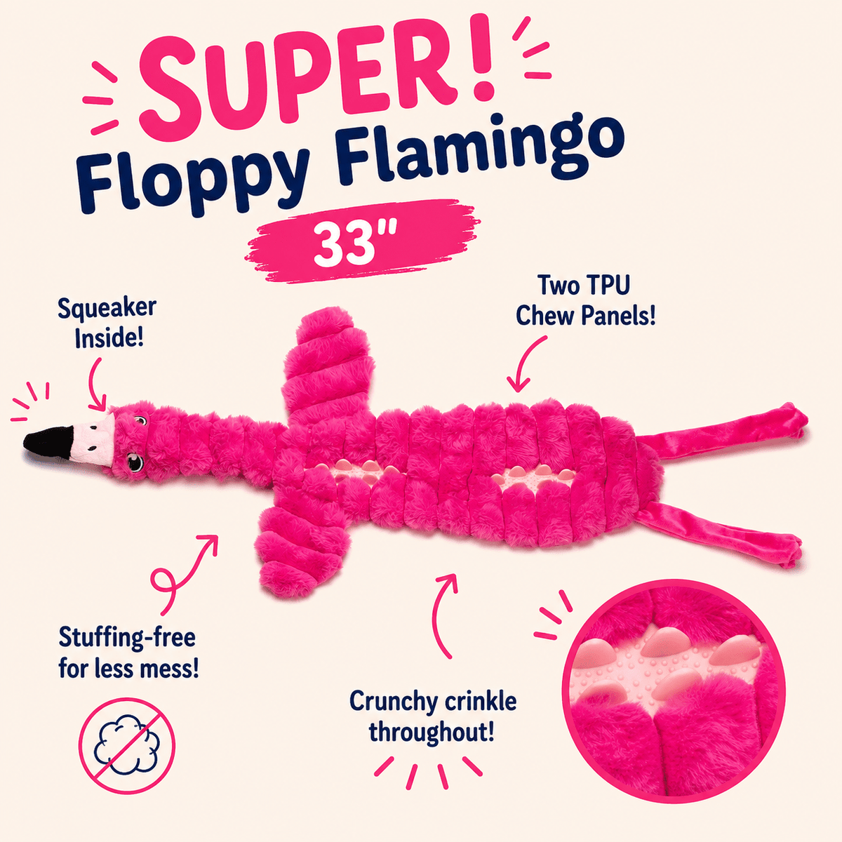 Dogline 33-Inch SUPER! Floppy Dog Toy